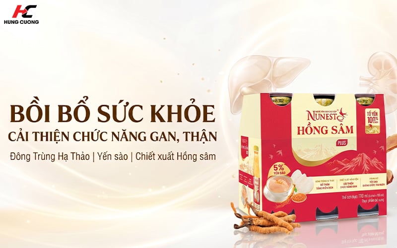 Nước yến sào Nunest Hồng Sâm chứa 5% yến sào