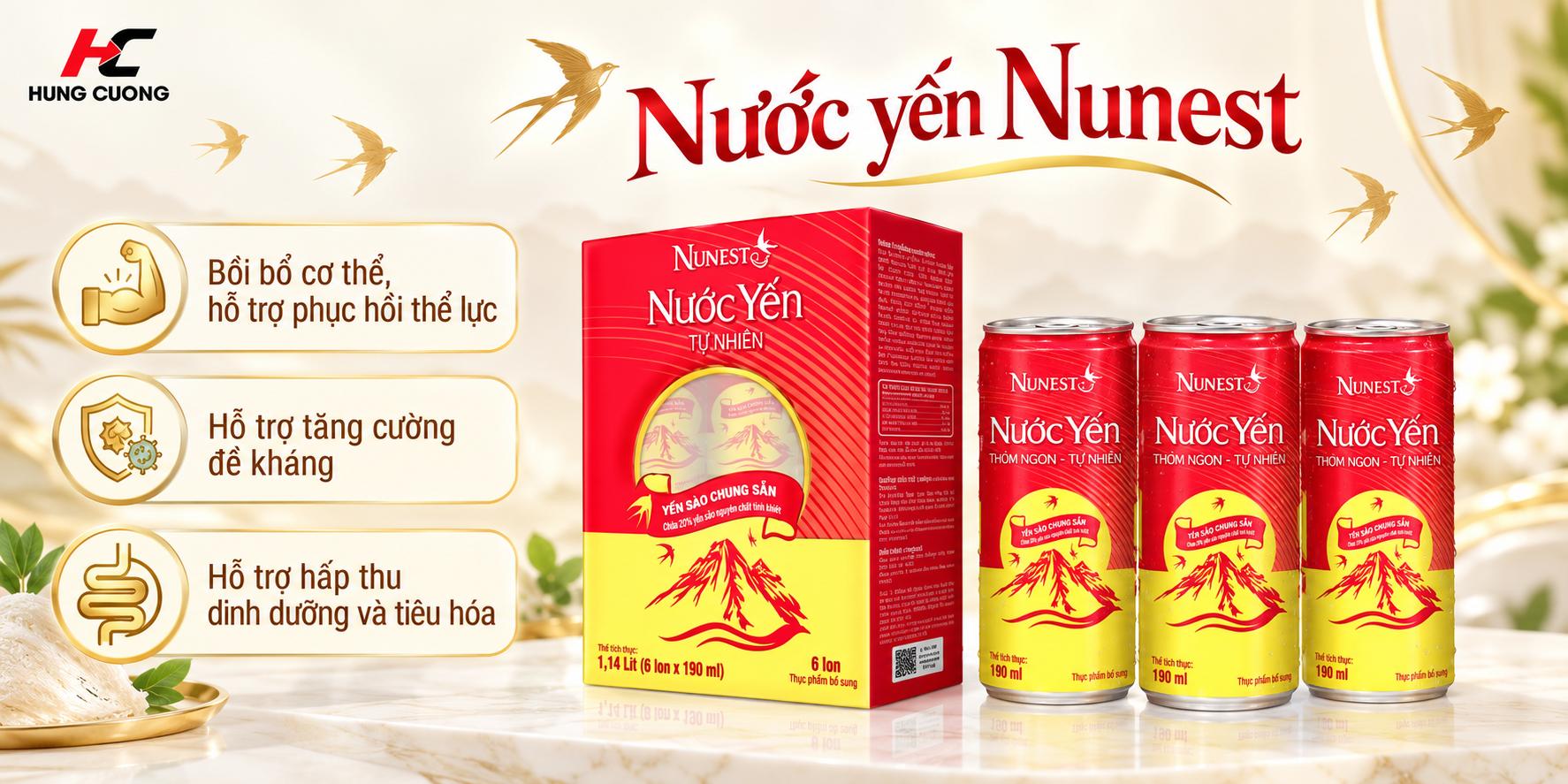 Nước yến lon Nunest có đường