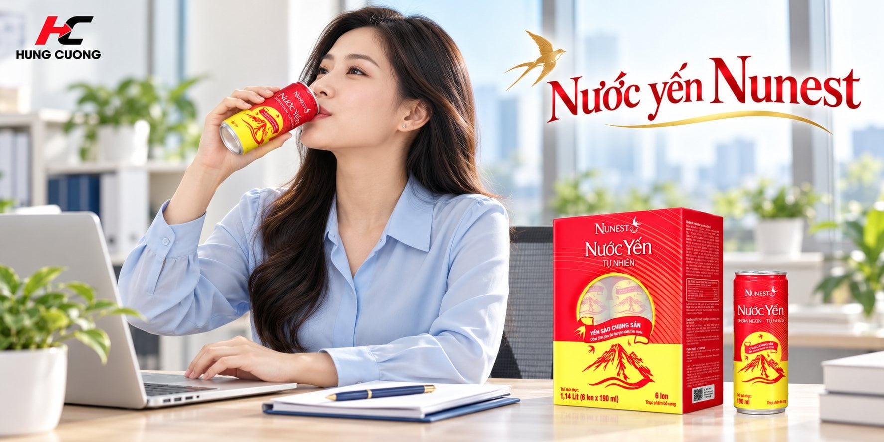 Nước yến lon Nunest có đường