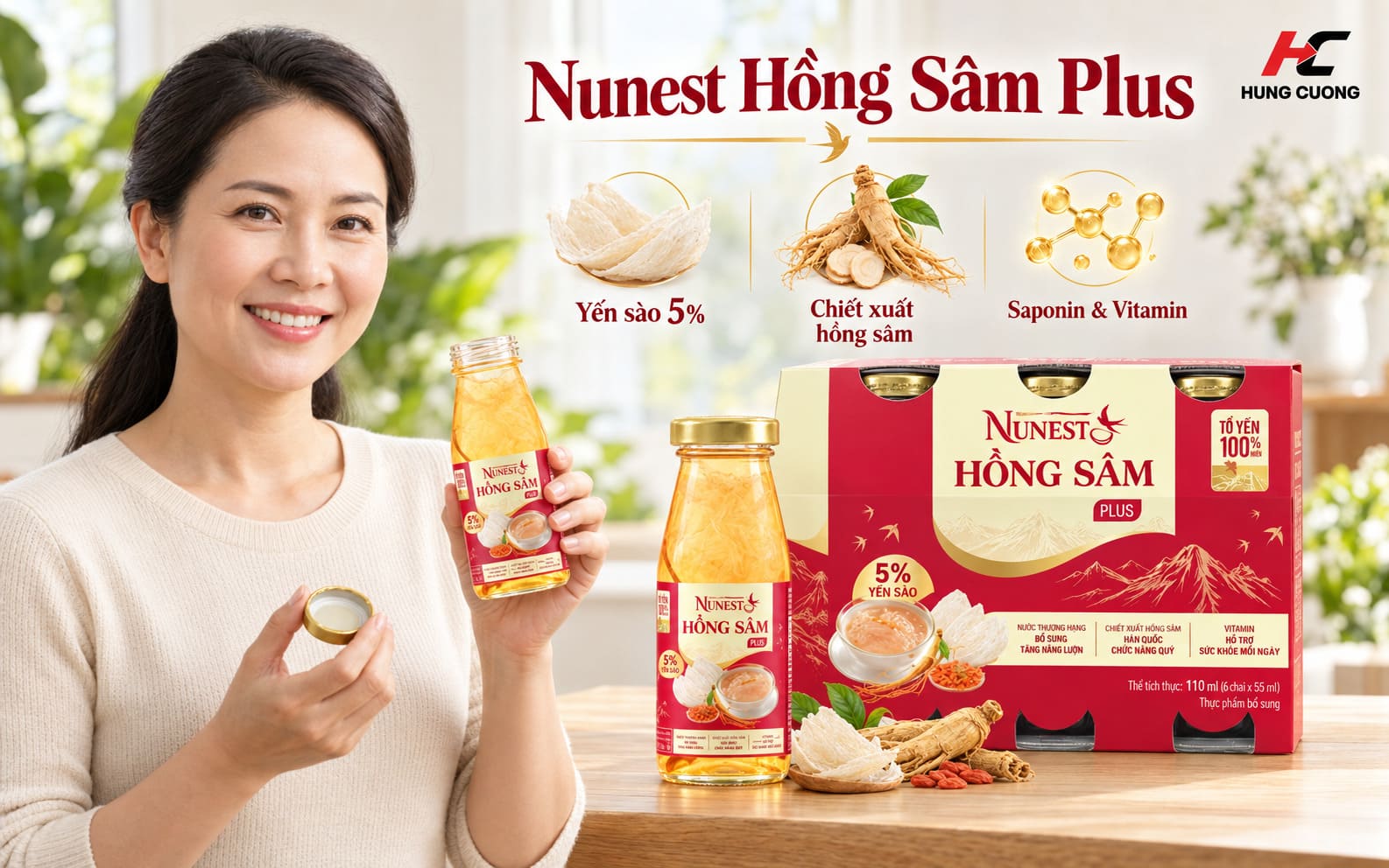 Yến sào Nunest Hồng sâm Plus