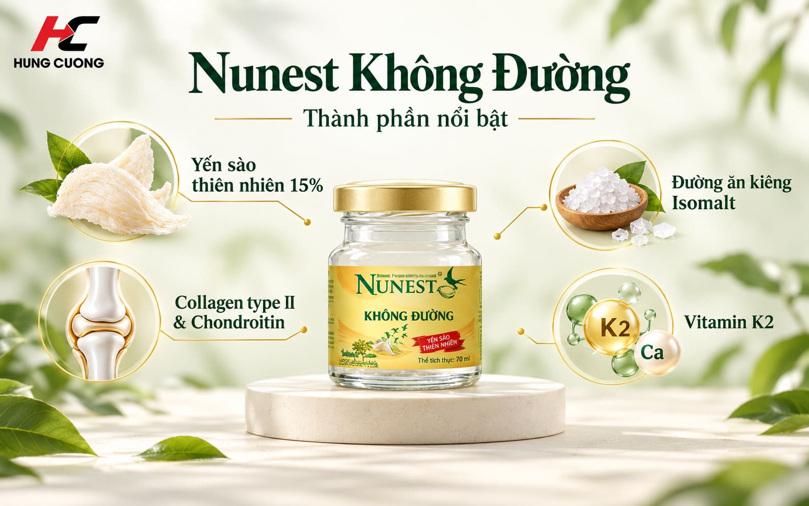 Nước yến sào Nunest không đường