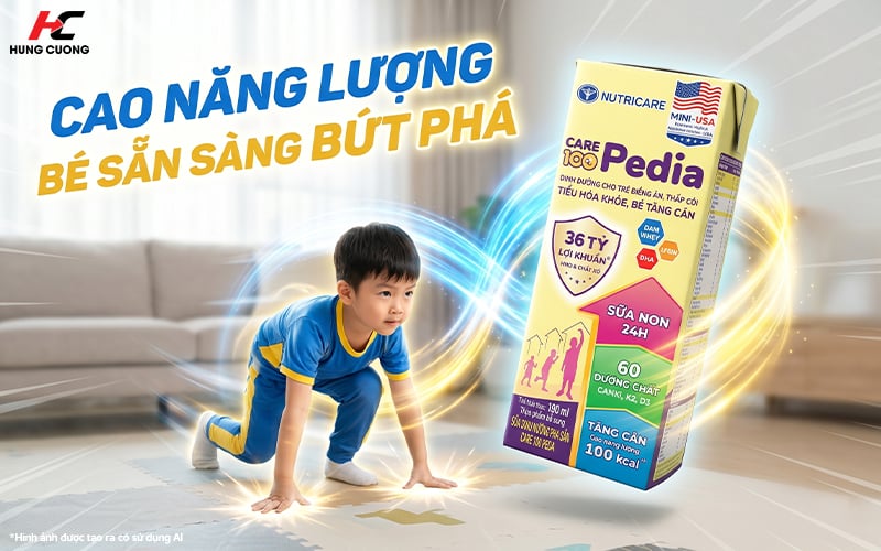 Sữa bột pha sẵn Care 100 Pedia cao năng lượng cho trẻ tăng cân