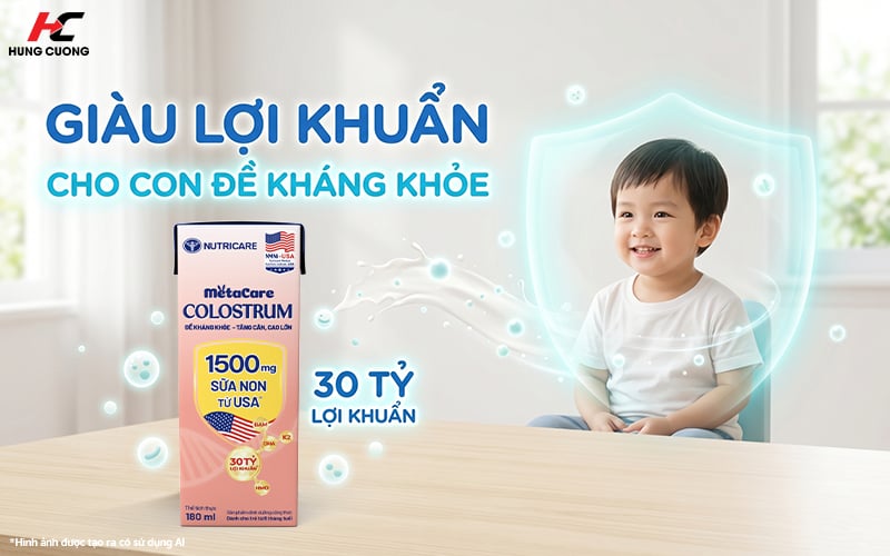 Sữa bột pha sẵn Metacare Colostrum giúp bé tăng đề kháng khỏe