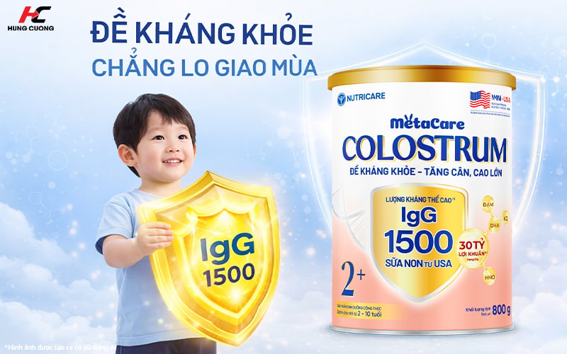 Sữa bột trẻ em Metacare Colostrum chứa IgG 1500 cho bé đề kháng khỏe