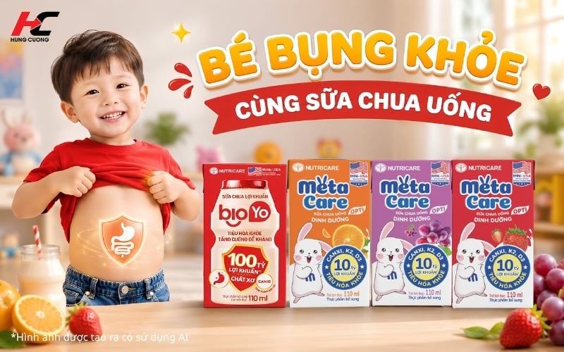 Bé có hệ tiêu hóa khỏe hơn khi sử dụng sữa chua uống