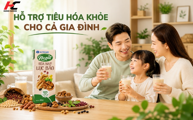 Sữa hạt dinh dưỡng hỗ trợ tiêu hóa khỏe cho cả gia đình