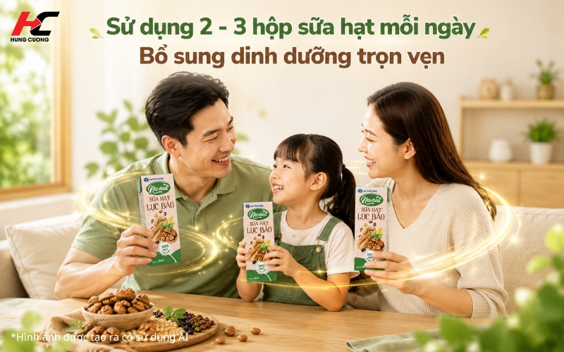 Sử dụng 2 - 3 hộp sữa hạt dinh dưỡng mỗi ngày cho cả gia đình