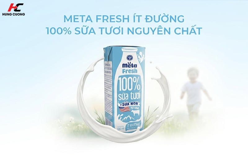 Sữa tươi Meta Fresh ít đường 100% sữa tươi nguyên chất
