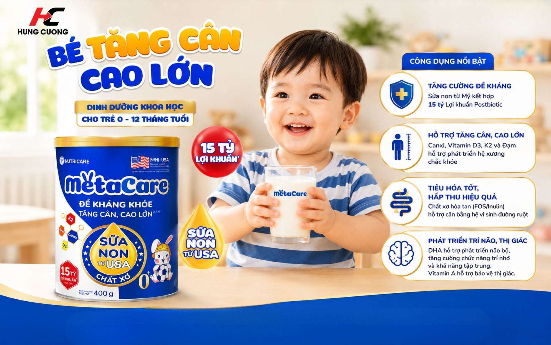 Sữa bột Metacare Xanh cho bé từ 0 - 12 tháng