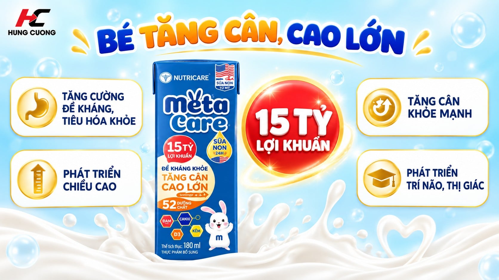Công dụng Sữa bột pha sẵn metacare eco