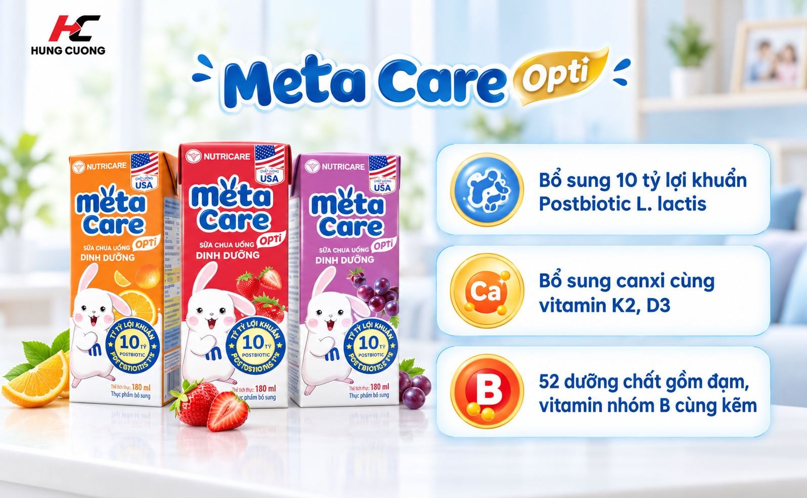 Sữa chua uống metacare yoyo hương cam