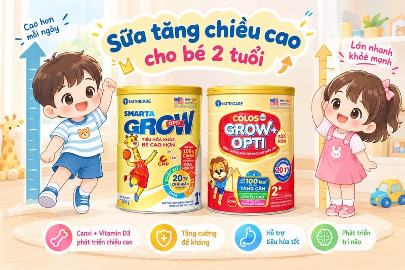 sữa tăng chiều cao cho bé 2 tuổi