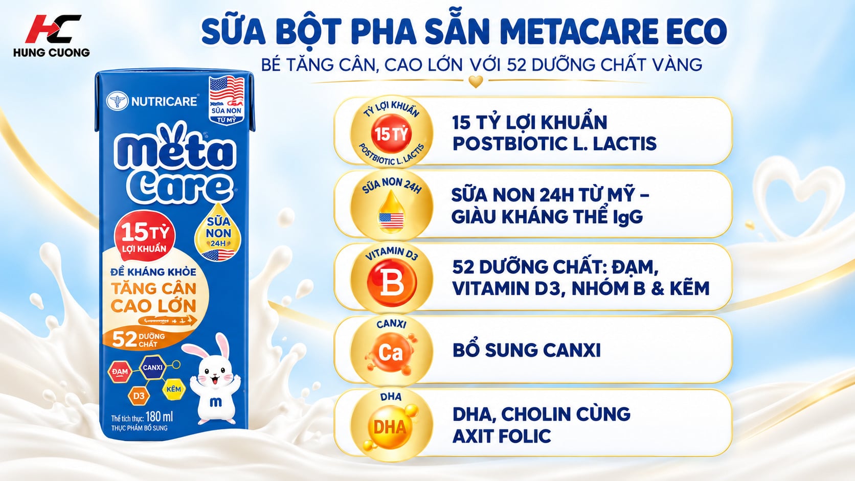 Thành phần Sữa bột pha sẵn metacare eco
