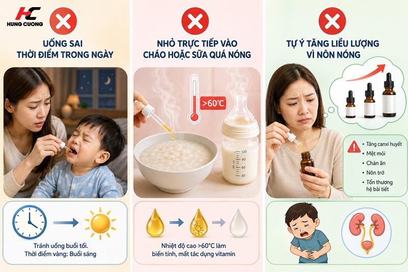 Những sai lầm phổ biến khi mẹ cho trẻ dùng Vitamin D3K2