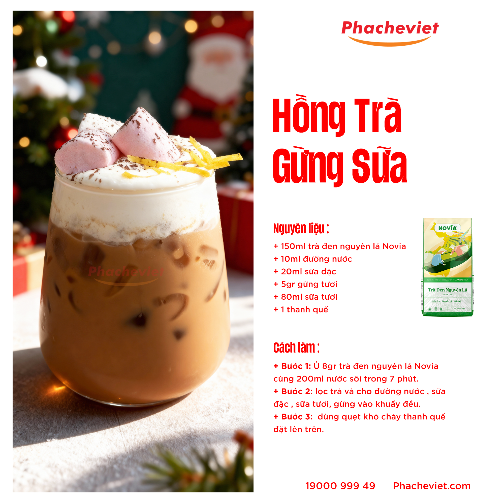 Công thức pha chế Hồng Trà Sữa Gừng