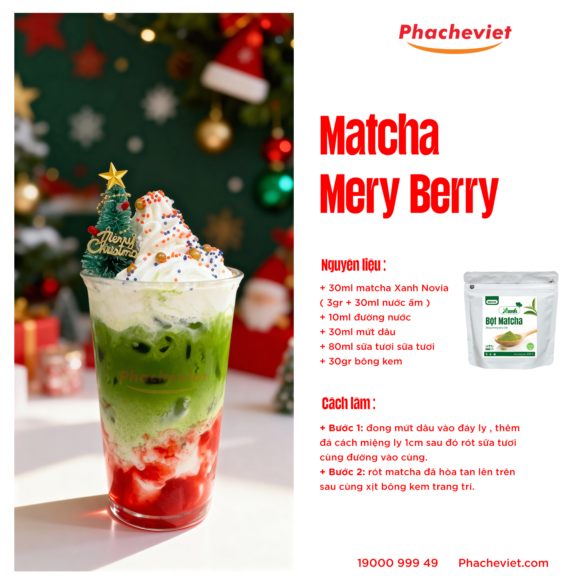Công thức pha chế Matcha Mery Berry