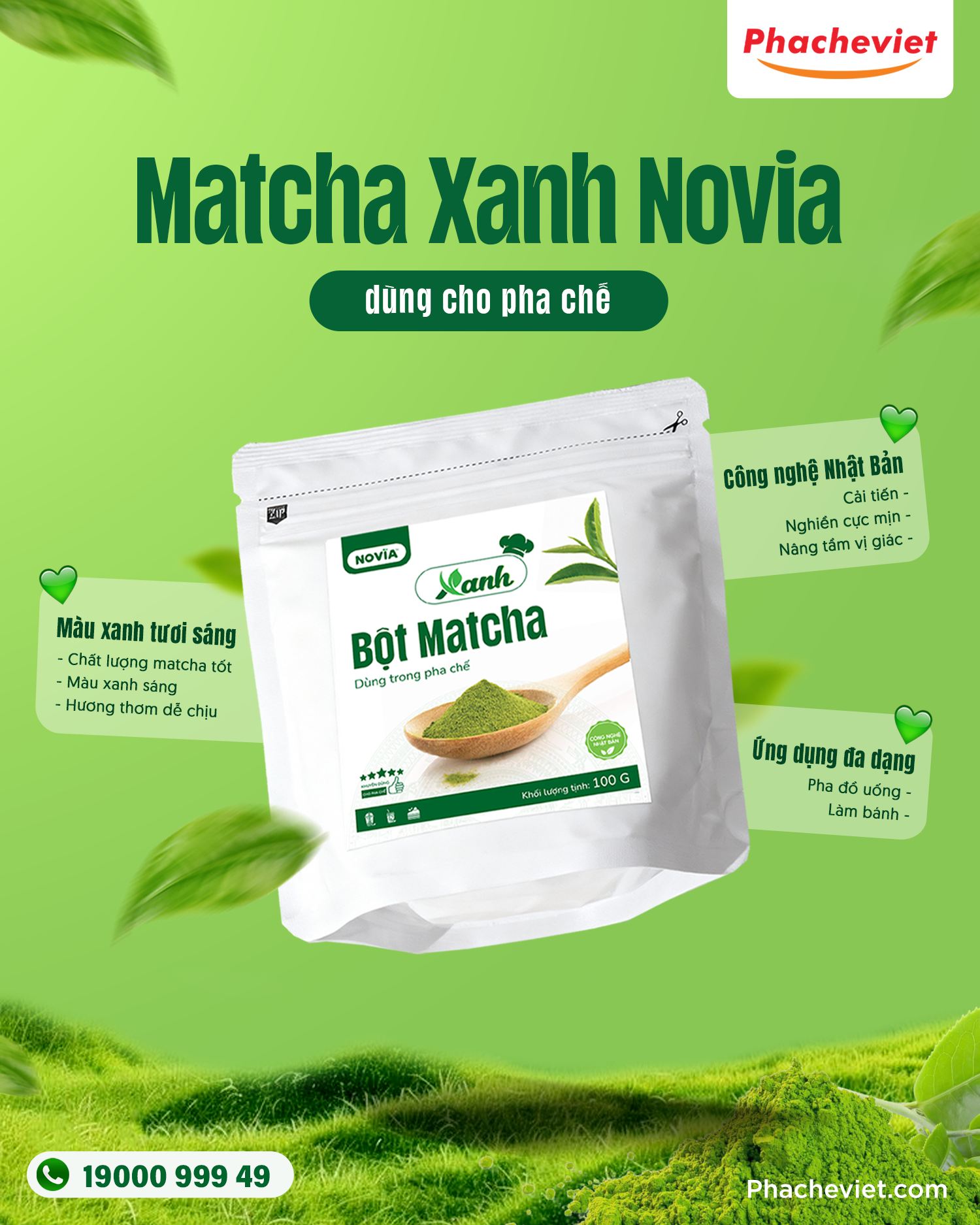 MATCHA XANH NOVIA – CHUẨN VỊ NHẬT, DÀNH RIÊNG CHO PHA CHẾ