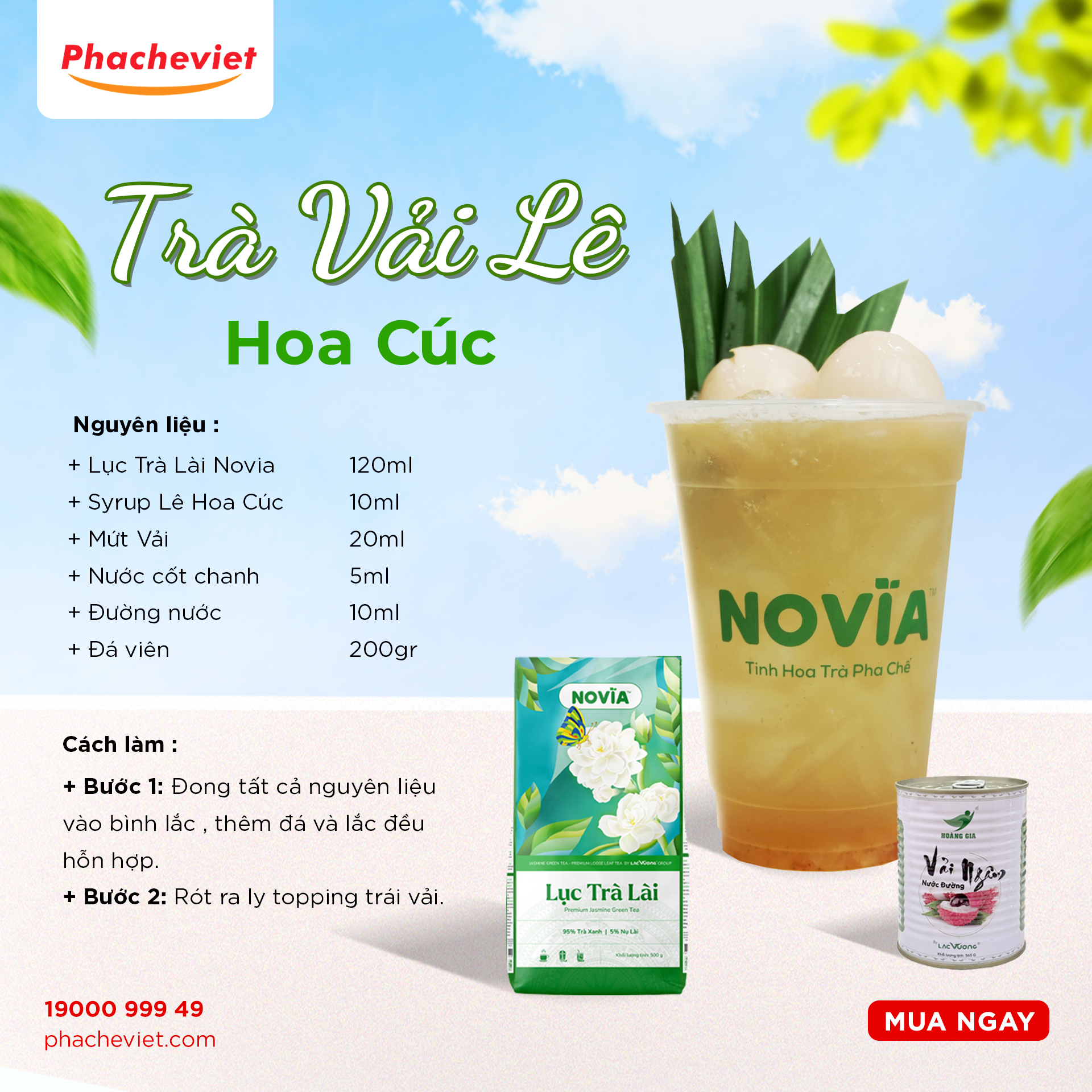 Công thức pha chế Trà Vải Lê Hoa Cúc
