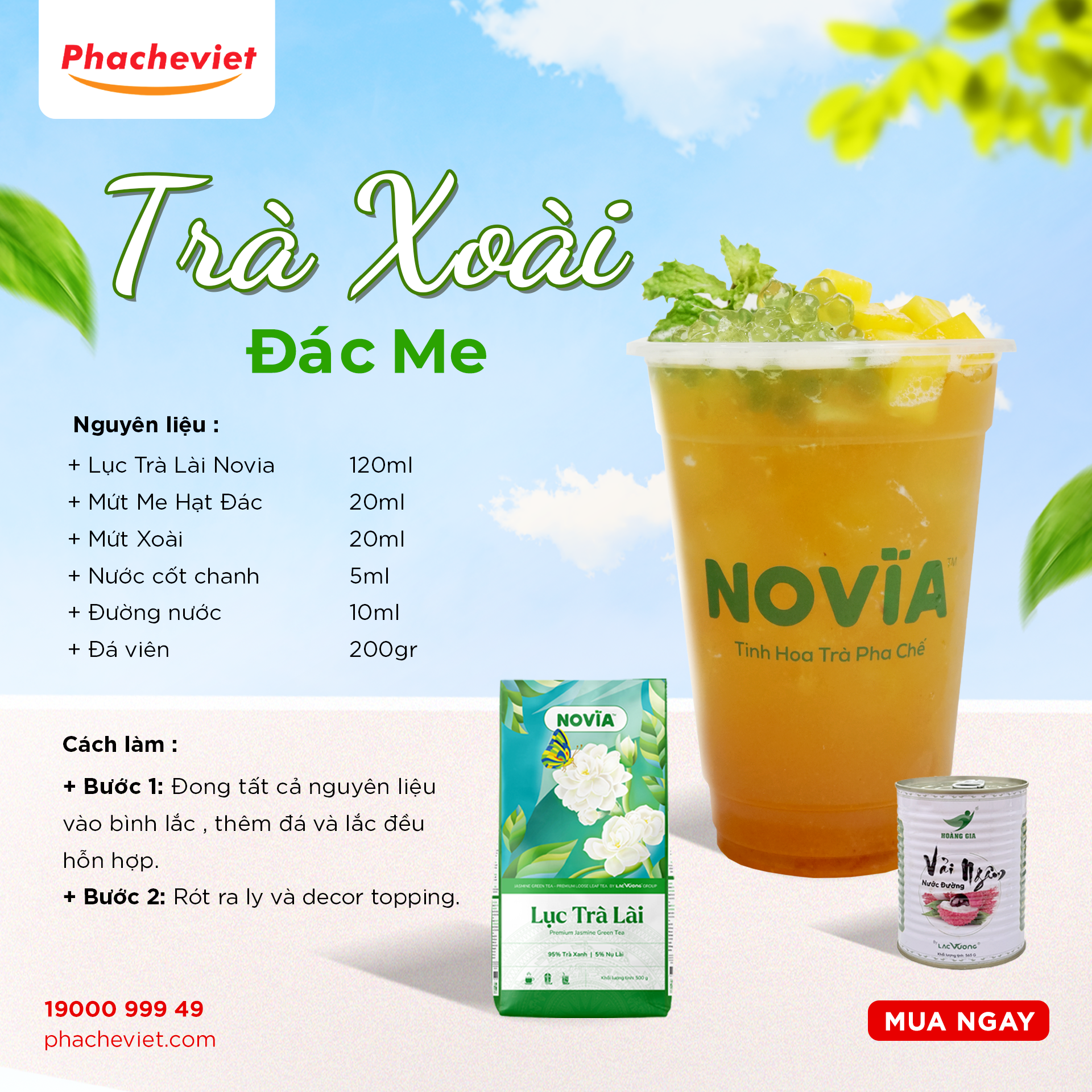 Công thức pha chế Trà Xoài Đác Me