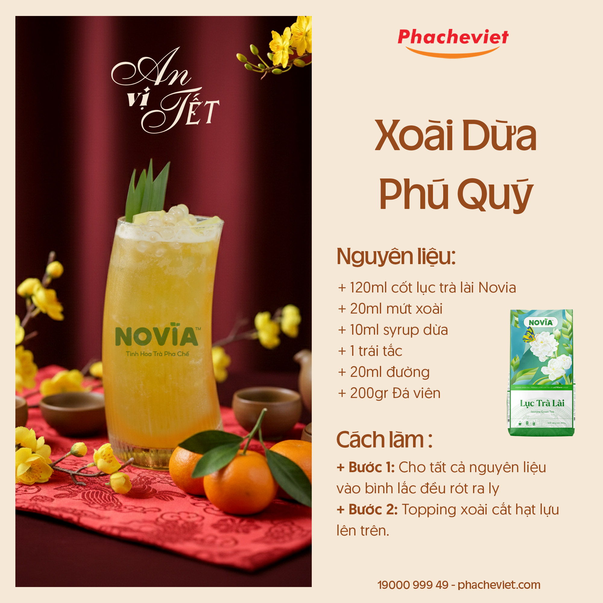 Công thức pha chế Xoài Dừa Phú Quý