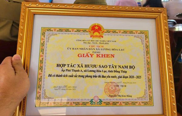 HTX HƯƠU SAO TÂY NAM BỘ ĐÃ CÓ THÀNH TÍCH XUẤT SẮC TRONG PHONG TRÀO THI ĐUA YÊU NƯỚC, GIAI ĐOẠN 2020 - 2025