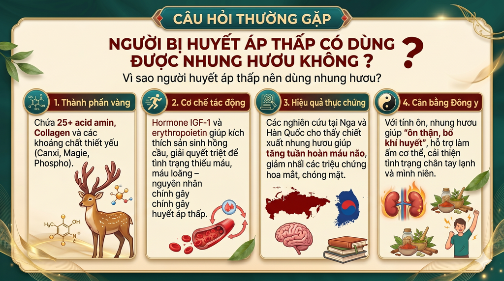 CÂU HỎI THƯỜNG GẶP: NGƯỜI BỊ HUYẾT ÁP THẤP CÓ DÙNG DƯỢC NHUNG HƯƠU KHÔNG❓❓