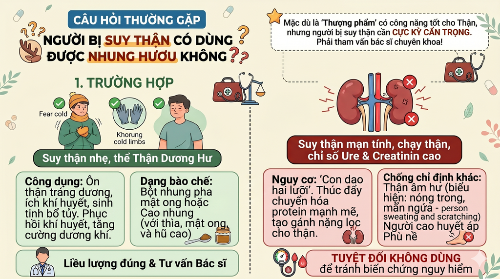 CÂU HỎI THƯỜNG GẶP: NGƯỜI BỊ SUY THẬN CÓ DÙNG ĐƯỢC NHUNG HƯƠU KHÔNG❓❓