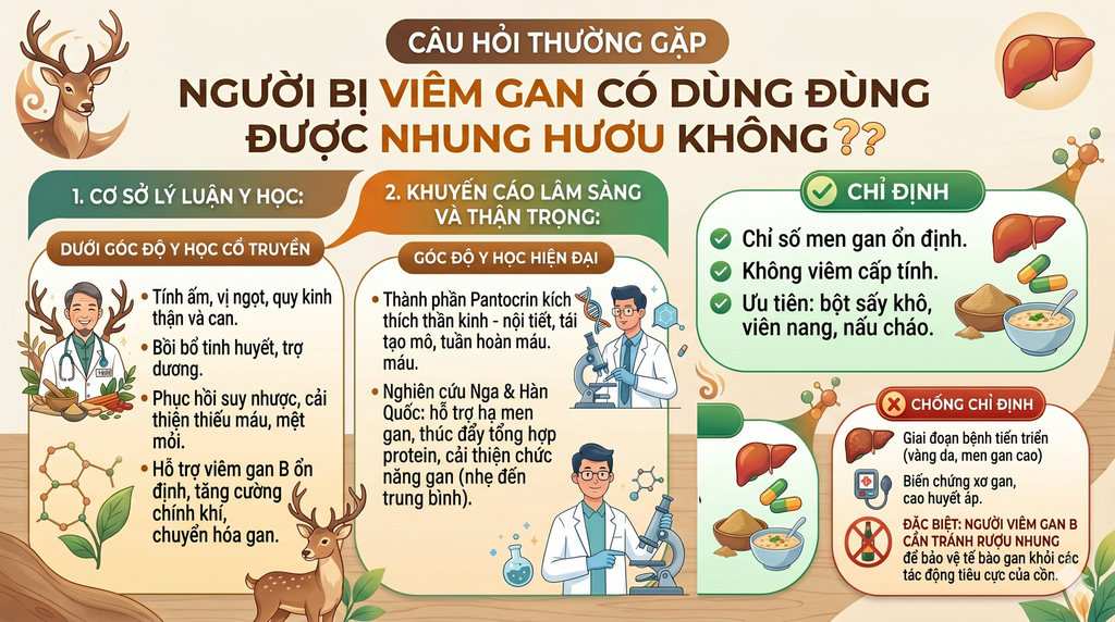 CÂU HỎI THƯỜNG GẶP: NGƯỜI BỊ VIÊM GAN CÓ DÙNG ĐƯỢC NHUNG HƯƠU KHÔNG❓❓