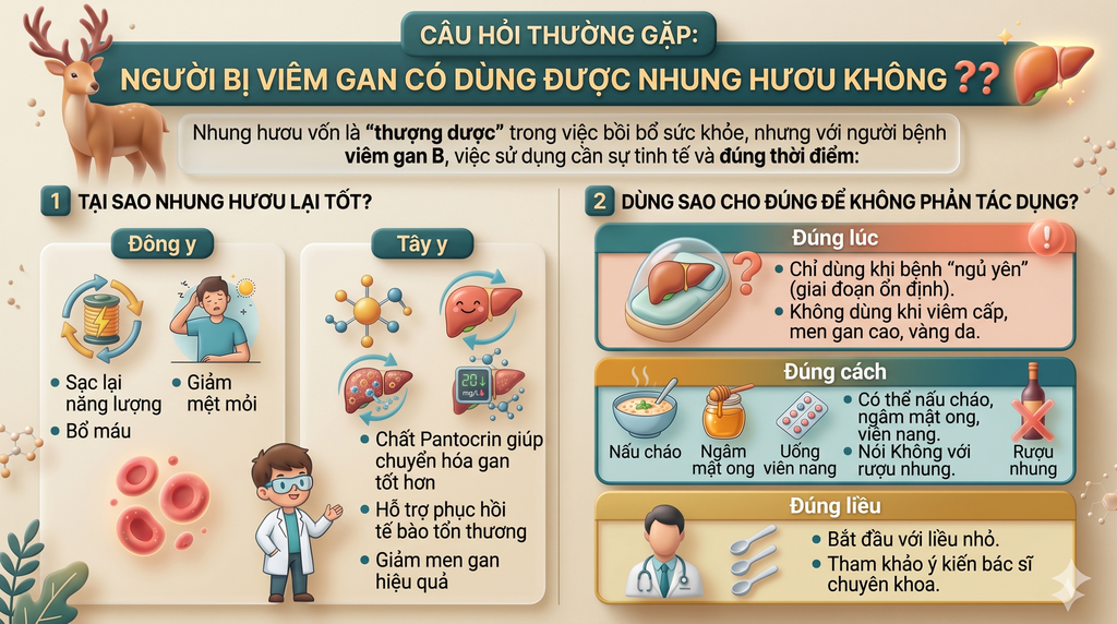 CÂU HỎI THƯỜNG GẶP: NGƯỜI BỊ VIÊM GAN CÓ DÙNG ĐƯỢC NHUNG HƯƠU KHÔNG❓❓