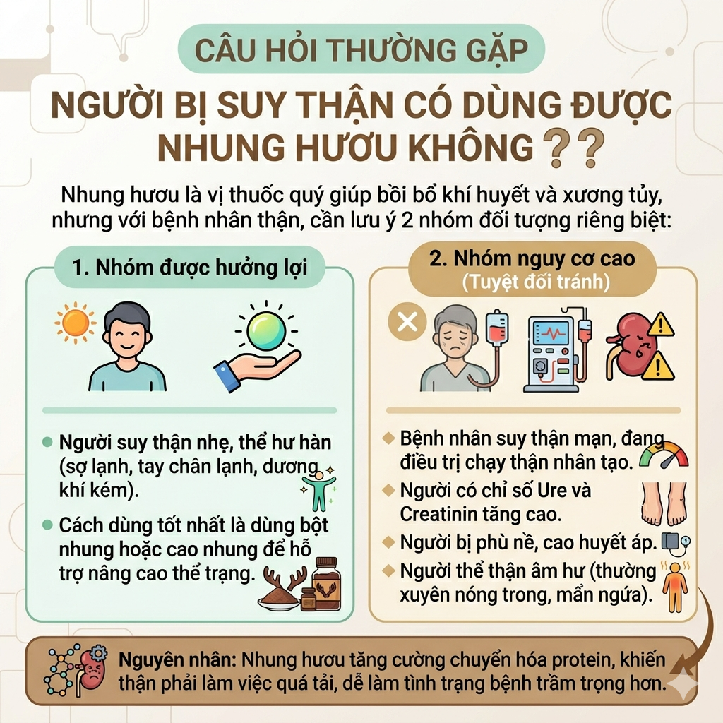 CÂU HỎI THƯỜNG GẶP: NGƯỜI BỊ SUY THẬN CÓ DÙNG ĐƯỢC NHUNG HƯƠU KHÔNG❓❓