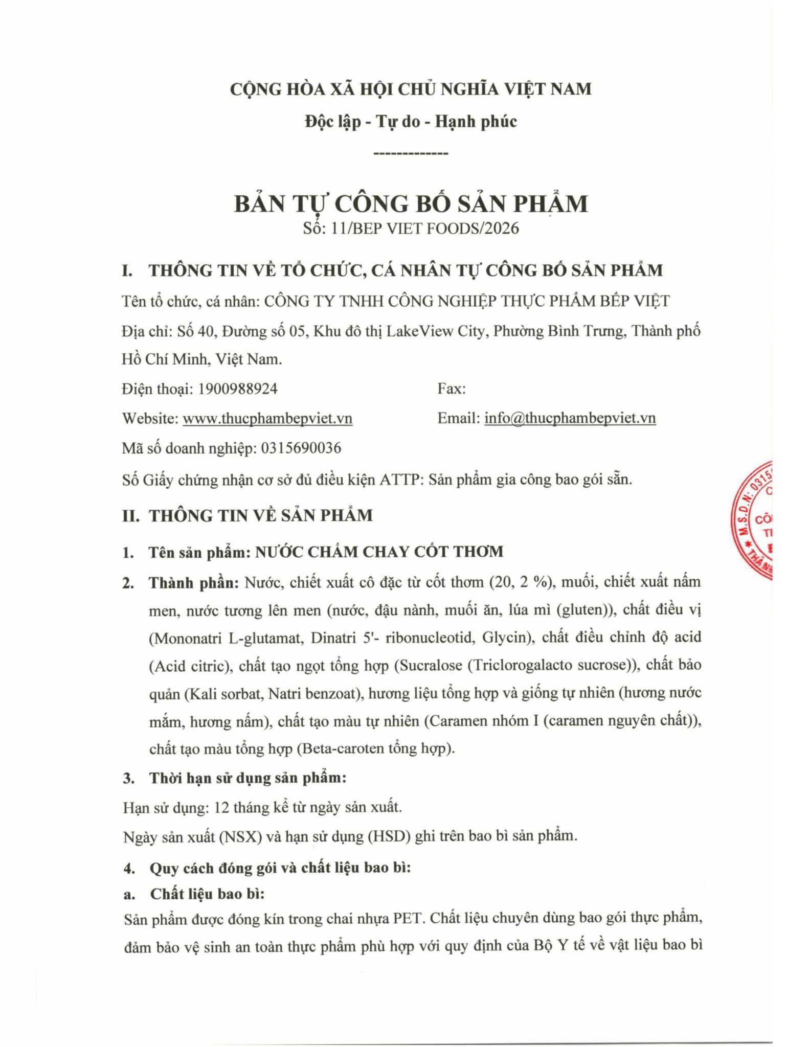 HSTCB - NƯỚC CHẤM CHAY CỐT THƠM