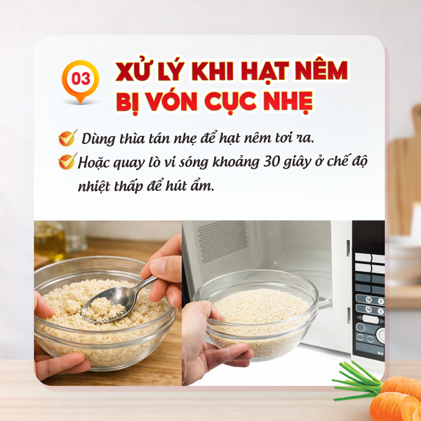 3. Xử lý khi hạt nêm bị vón cục nhẹ