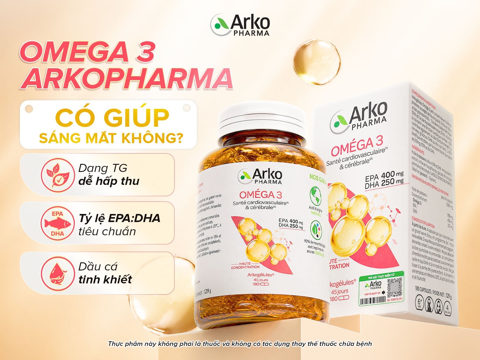 Uống Omega 3 Arkopharma có giúp sáng mắt không?