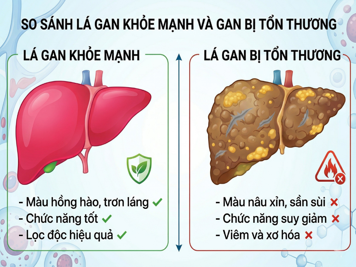 Hình ảnh so sánh gan tốt và gan yếu