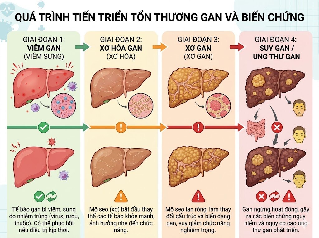 Hình ảnh dấu hiệu tổn thương gan