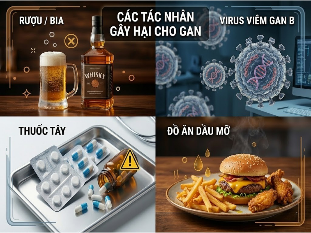 Hình ảnh nguyên nhân gây tổn thương gan