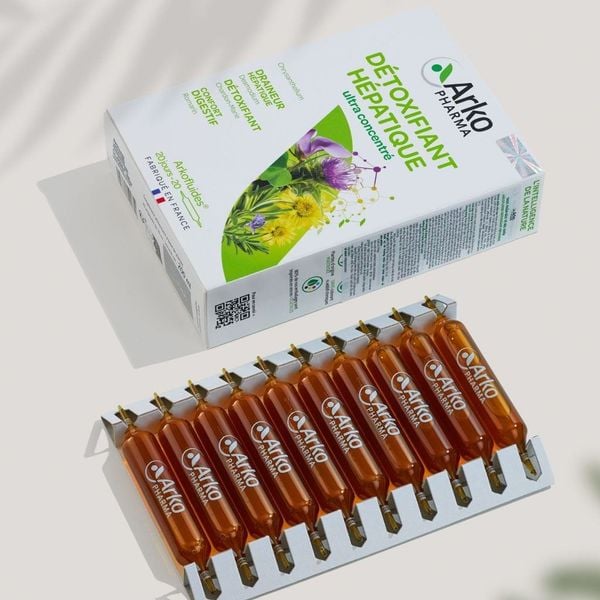 Nước uống Arkofluides Detoxifiant Hepatique từ Pháp, 100% hữu cơ, hỗ trợ giải độc gan và tiêu hóa hiệu quả