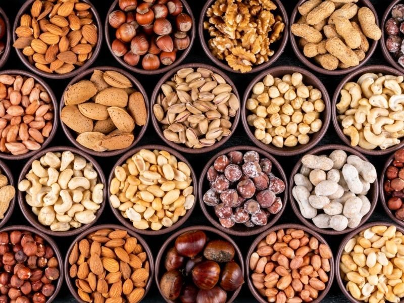 Hình ảnh các loại hạt bổ sung chất béo không bão hòa, vitamin E và chất chống oxy hóa cho não