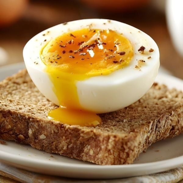 Bánh mì nguyên cám kèm trứng ăn trước trận đấu