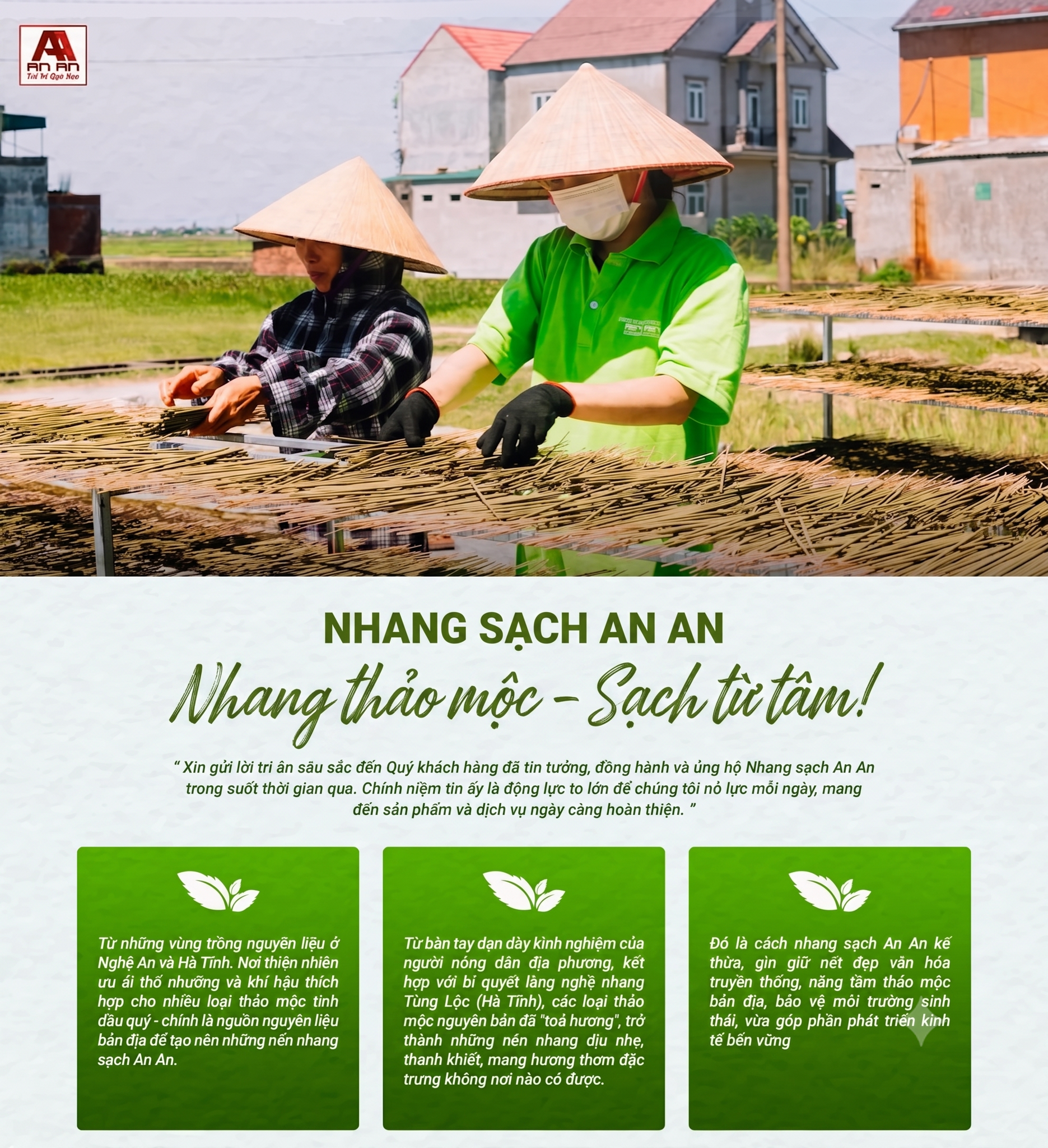 Nhang sạch An An - Nhang thảo mộc sạch từ tâm