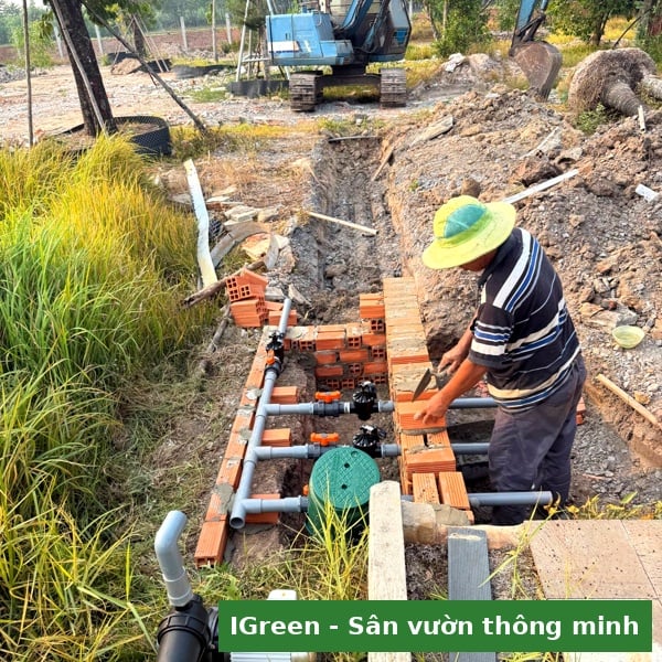 Bố trí tổng thể hệ thống tưới tự động 4 zone khu nghỉ dưỡng mini 2ha Tây Ninh – IGreenDecor