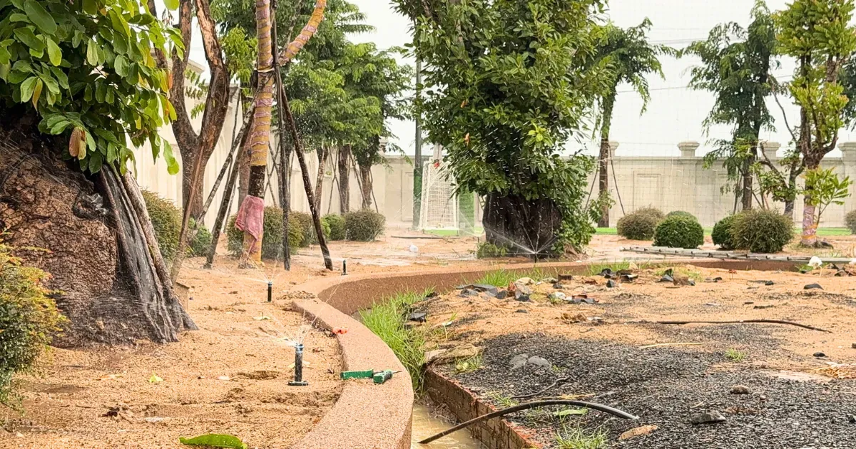 Toàn cảnh siêu biệt thự 5000m² Bến Tre sau khi hệ thống tưới cảnh quan KRain vận hành – IGreenDecor