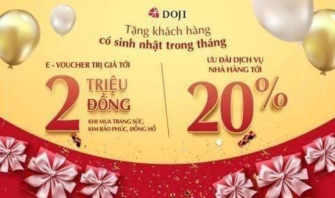 DOJI TẶNG HÀNG NGÀN E-VOUCHER MỪNG SINH NHẬT KHÁCH HÀNG THÁNG 06.2026