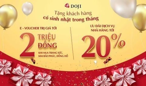 DOJI TẶNG HÀNG NGÀN E-VOUCHER MỪNG SINH NHẬT KHÁCH HÀNG THÁNG 04.2026