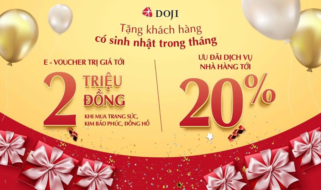 DOJI TẶNG HÀNG NGÀN E-VOUCHER MỪNG SINH NHẬT KHÁCH HÀNG THÁNG 03.2026