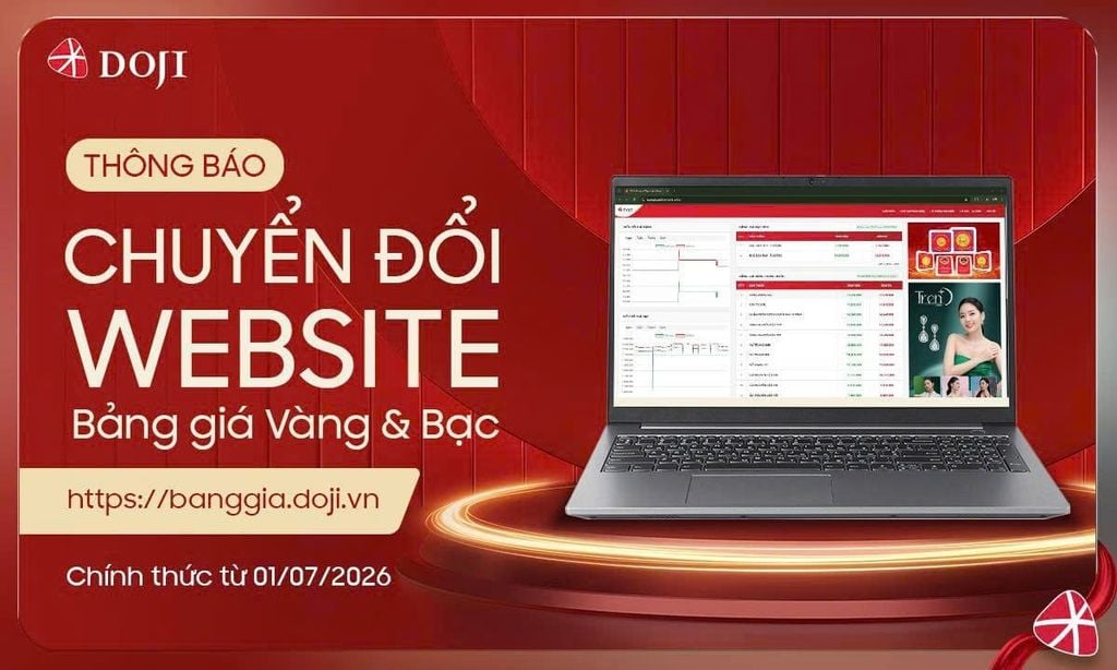 THÔNG BÁO CHUYỂN ĐỔI WEBSITE BẢNG GIÁ VÀNG & BẠC DOJI