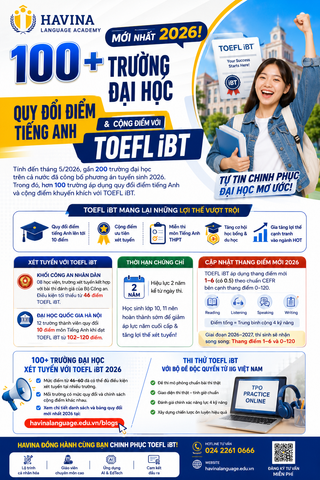 Mới nhất 2026! 100+ trường đại học quy đổi điểm tiếng Anh và cộng điểm với TOEFL iBT 🎓