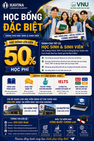 HỌC BỔNG ĐẶC BIỆT LÊN ĐẾN 50% HỌC PHÍ DÀNH CHO HỌC SINH, SINH VIÊN VNU NĂM 2026