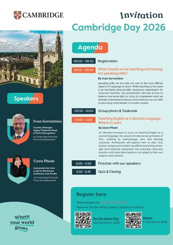 CAMBRIDGE DAY 2026 – NGÀY HỘI CHUYÊN MÔN DÀNH CHO GIÁO VIÊN TIẾNG ANH