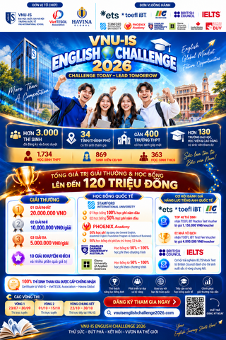 VNU-IS ENGLISH CHALLENGE 2026: HƠN 3.000 THÍ SINH CÙNG THỬ SỨC – BỨT PHÁ – KẾT NỐI – VƯƠN RA THẾ GIỚI